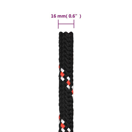 tovværk til båd 16 mm 100 m polypropylen sort