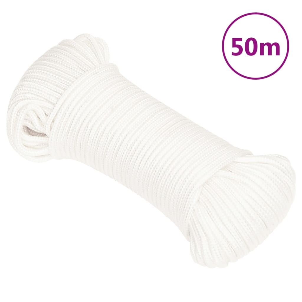 tovværk til båd 4 mm 50 m polypropylen hvid