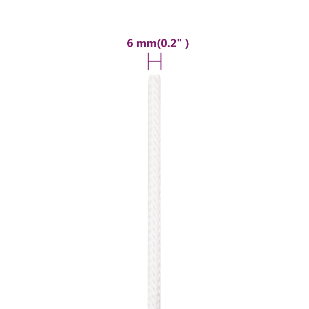 tovværk til båd 6 mm 50 m polypropylen hvid
