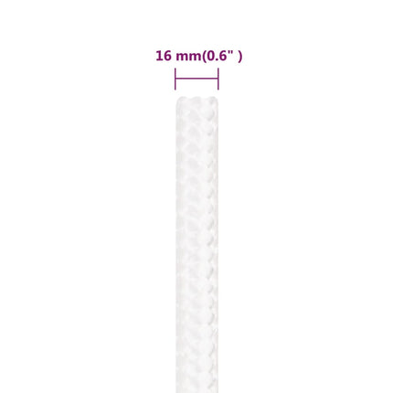 tovværk til båd 16 mm 50 m polypropylen hvid