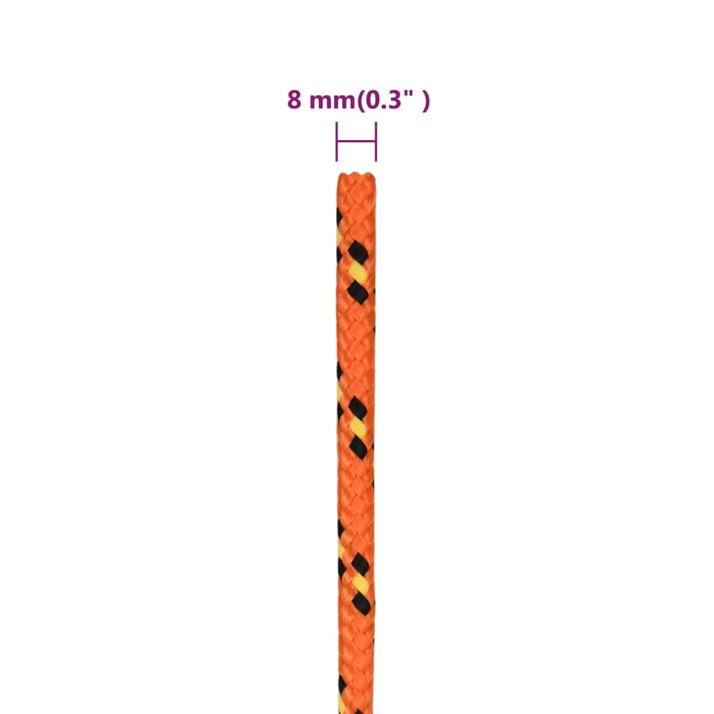 tovværk til båd 8 mm 250 m polypropylen orange