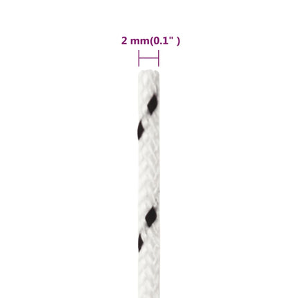 flettet tovværk 2 mm x 50 m polyester hvid