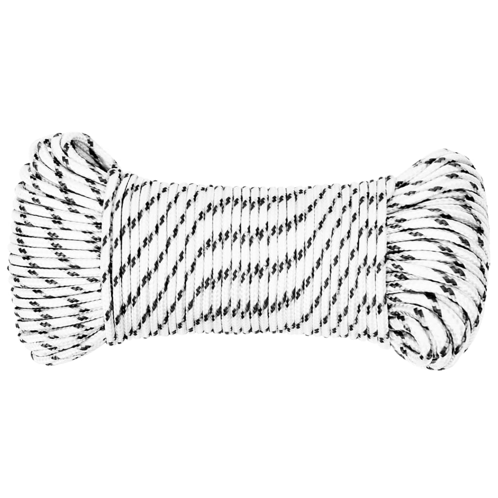 flettet tovværk 3 mm x 50 m polyester hvid