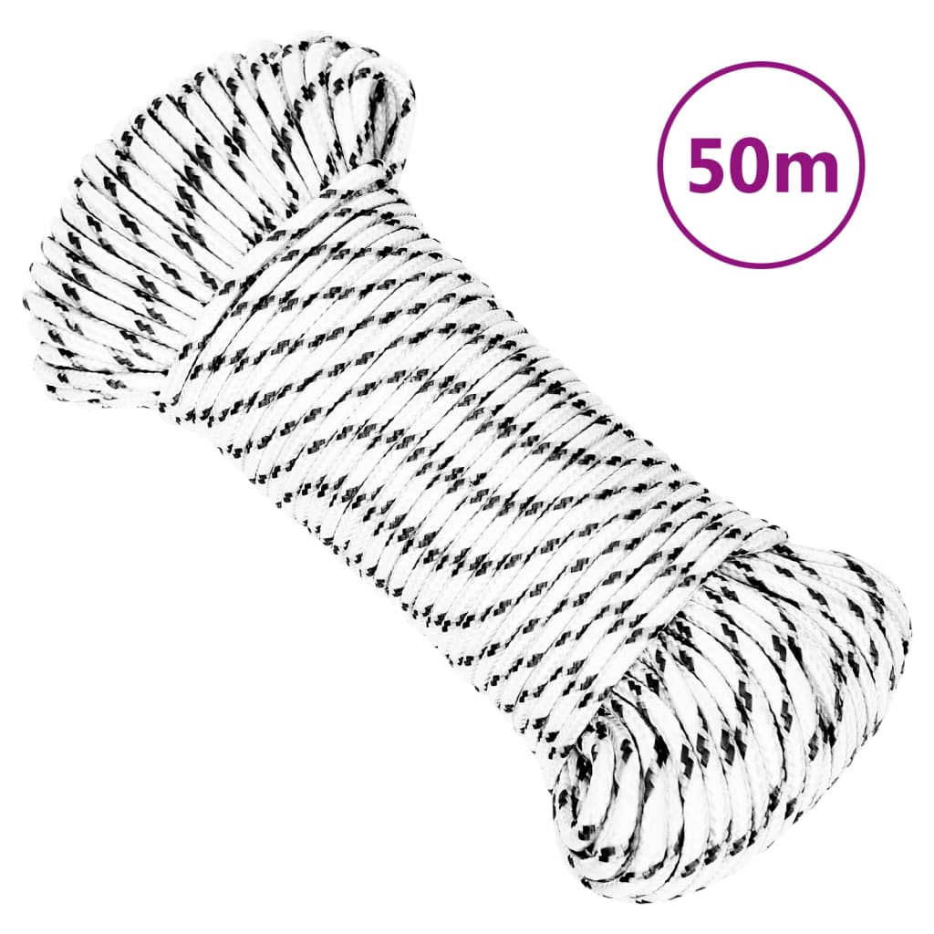 flettet tovværk 3 mm x 50 m polyester hvid