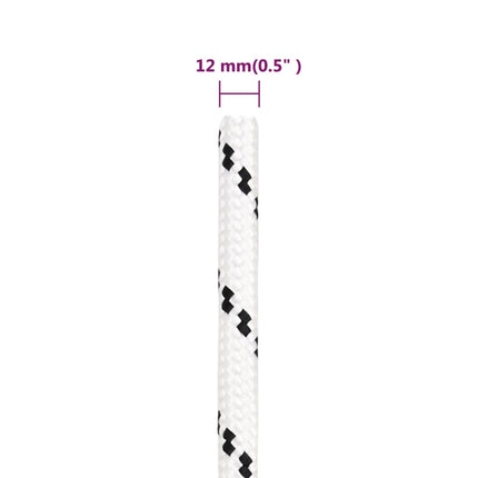 flettet tovværk 12 mm x 100 m polyester hvid