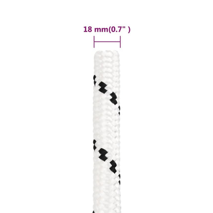 flettet tovværk 18 mm x 25 m polyester hvid