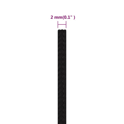 arbejdsreb 2 mm 50 m polyester sort