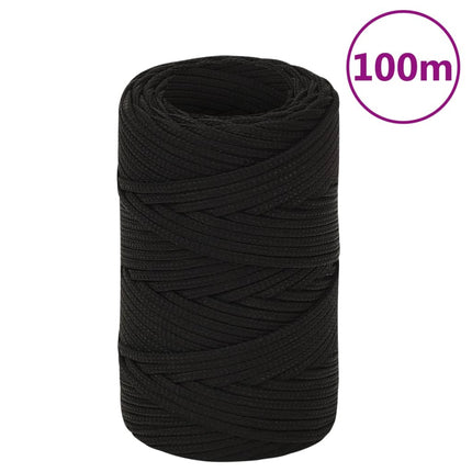 arbejdsreb 2 mm 100 m polyester sort