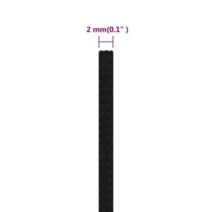 arbejdsreb 2 mm 100 m polyester sort