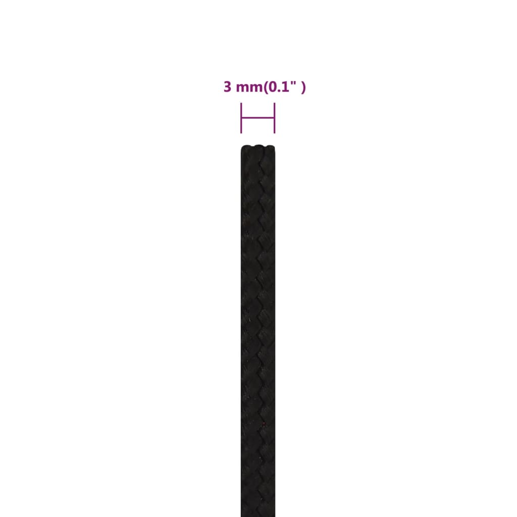 arbejdsreb 3 mm 250 m polyester sort