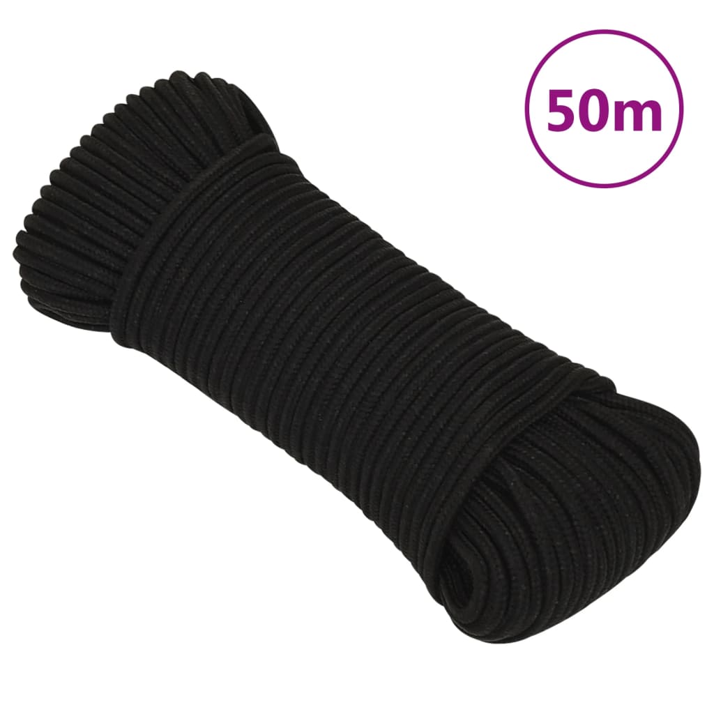 Arbejdsreb 4 Mm 50 M Polyester Sort - Vidaxl