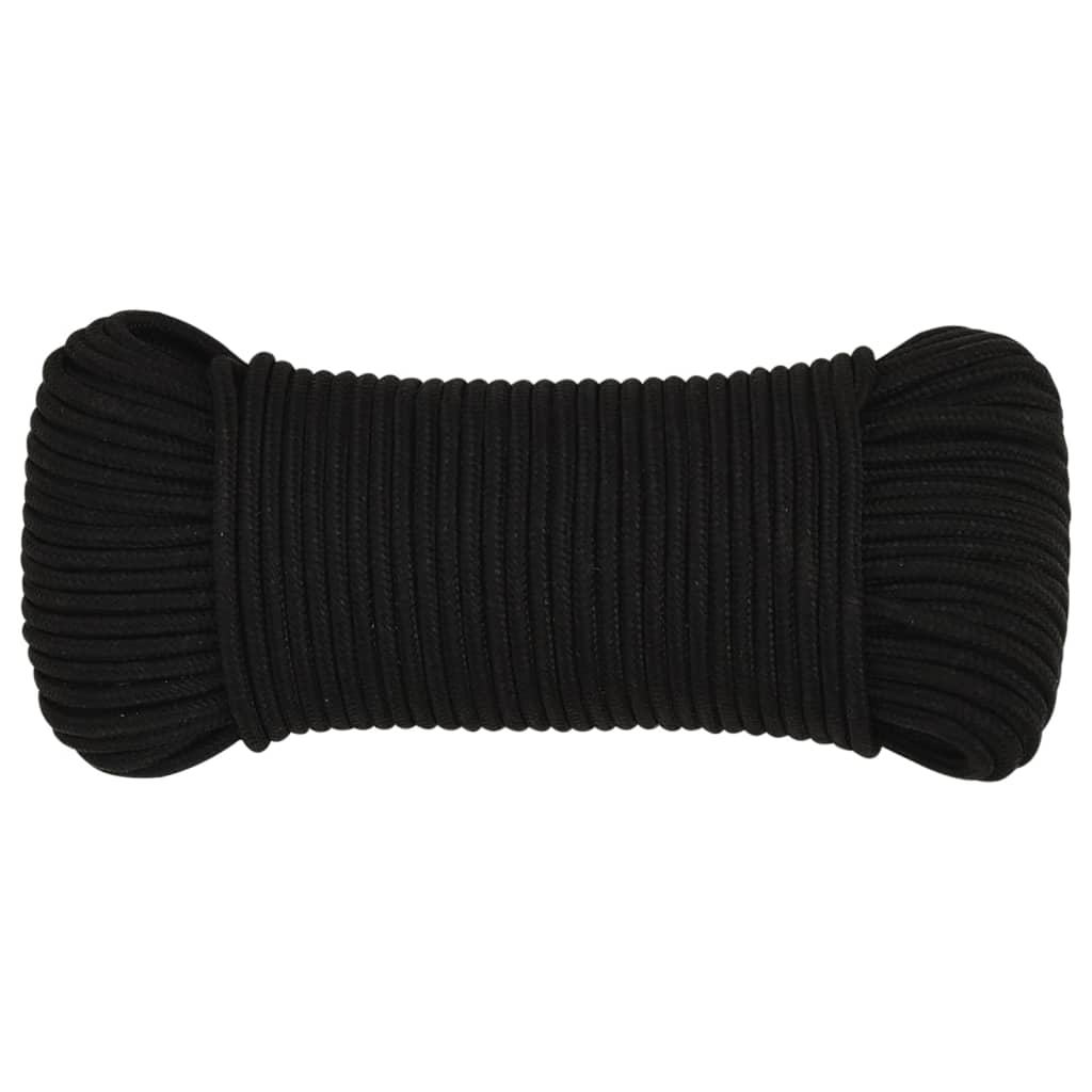 arbejdsreb 4 mm 50 m polyester sort