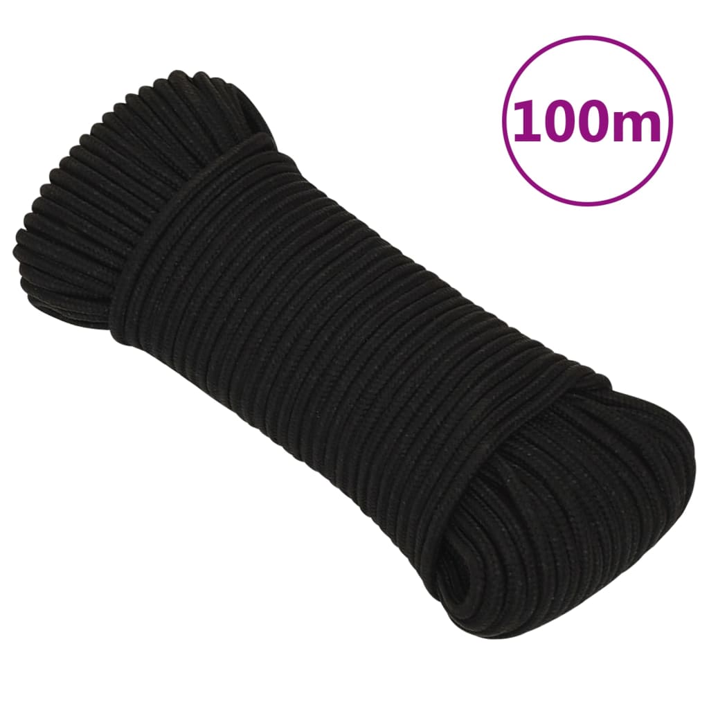 arbejdsreb 4 mm 100 m polyester sort