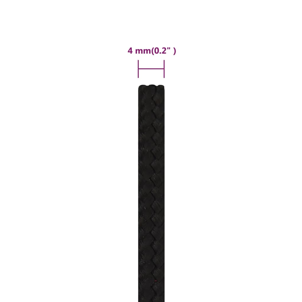arbejdsreb 4 mm 250 m polyester sort