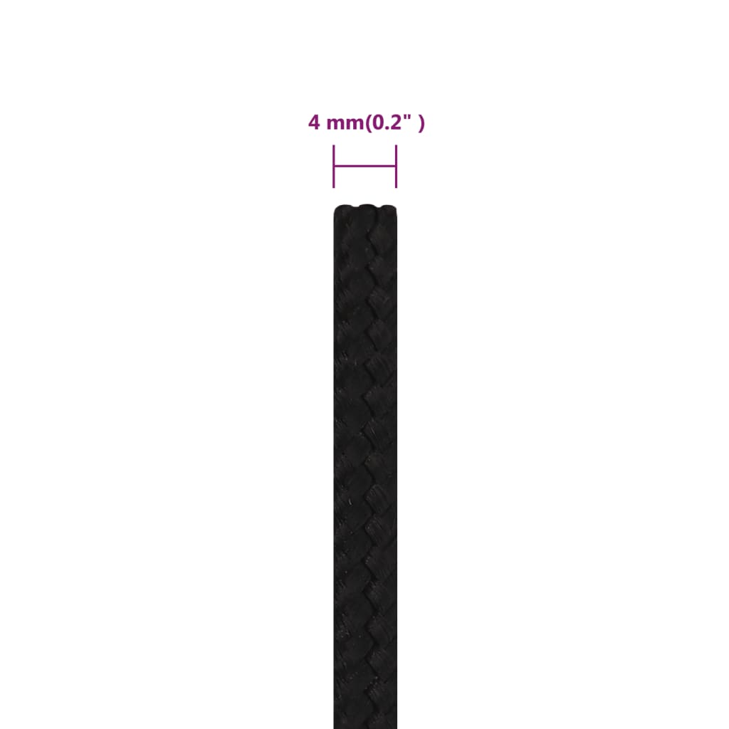 arbejdsreb 4 mm 500 m polyester sort