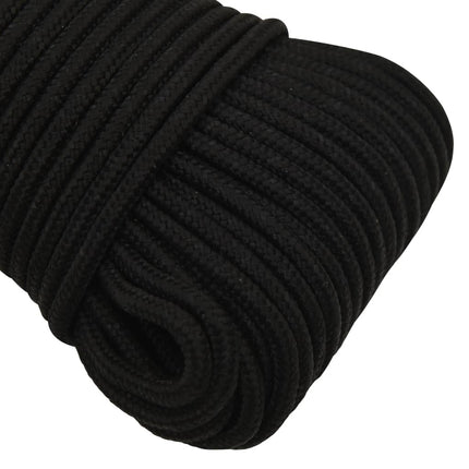 arbejdsreb 5 mm 25 m polyester sort