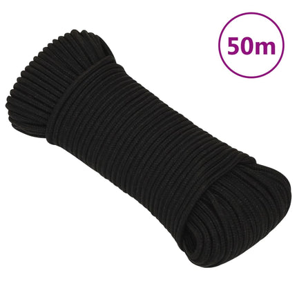 arbejdsreb 5 mm 50 m polyester sort