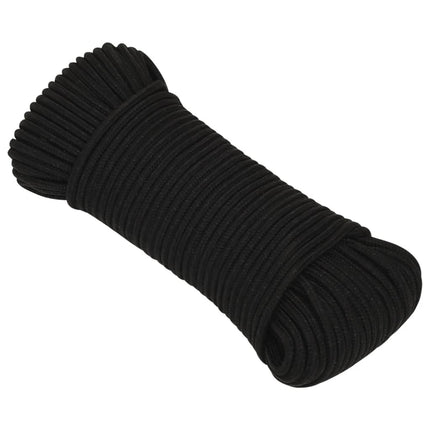 arbejdsreb 5 mm 100 m polyester sort