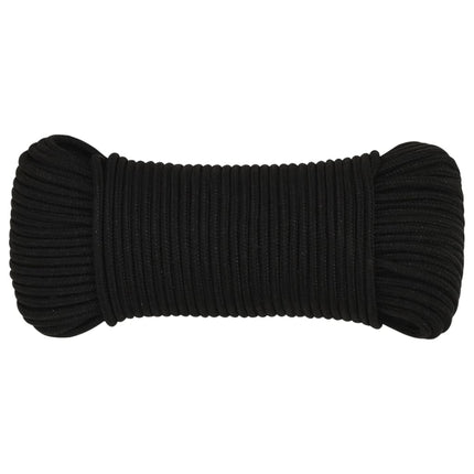 arbejdsreb 5 mm 100 m polyester sort