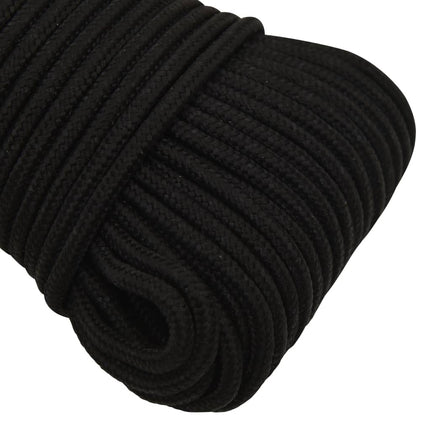 arbejdsreb 5 mm 100 m polyester sort