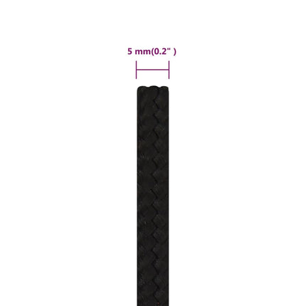arbejdsreb 5 mm 500 m polyester sort
