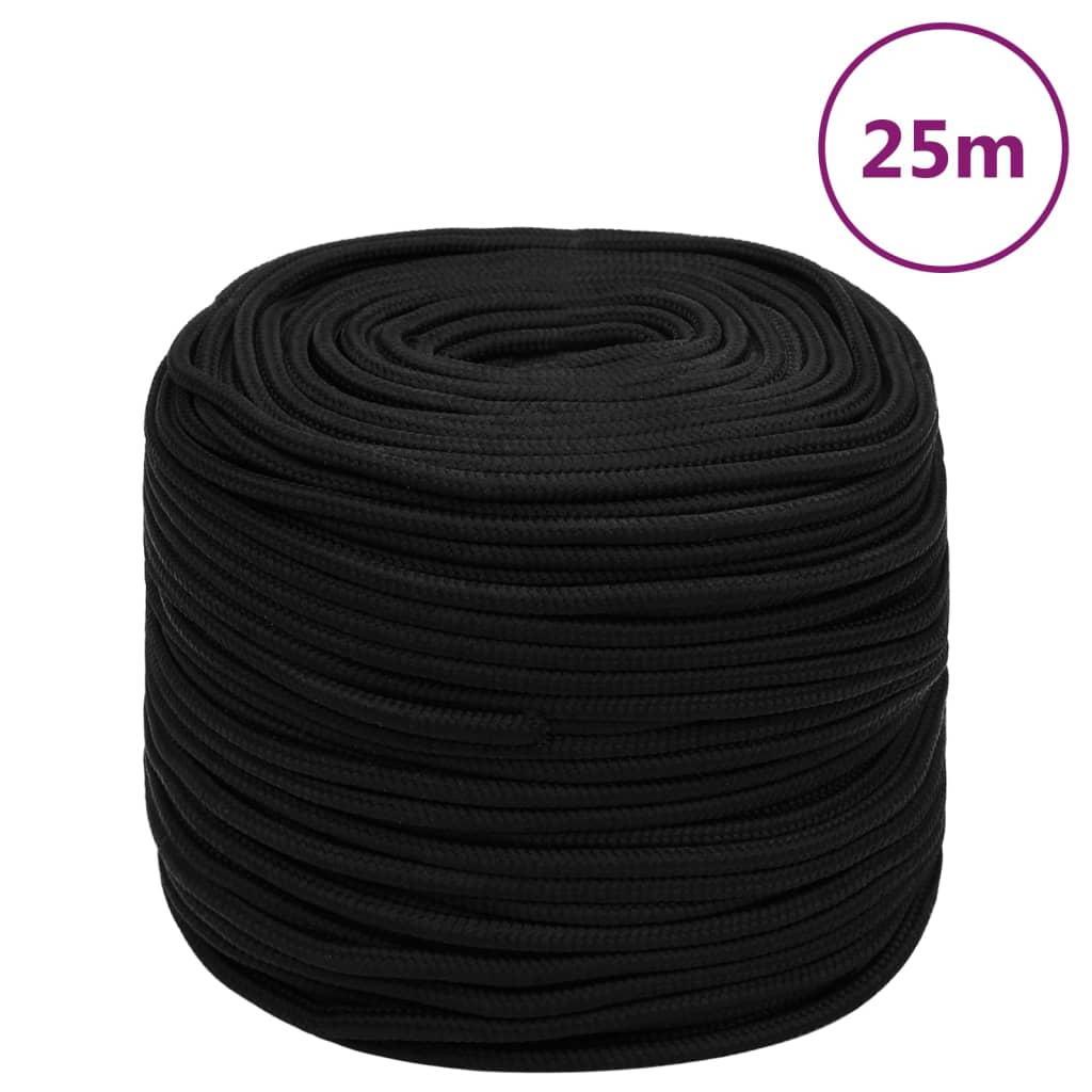 arbejdsreb 6 mm 25 m polyester sort billede