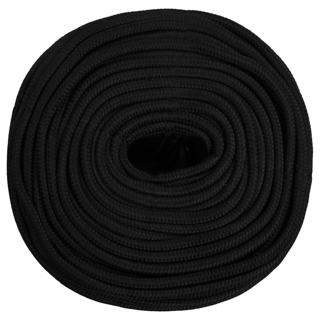 arbejdsreb 6 mm 50 m polyester sort