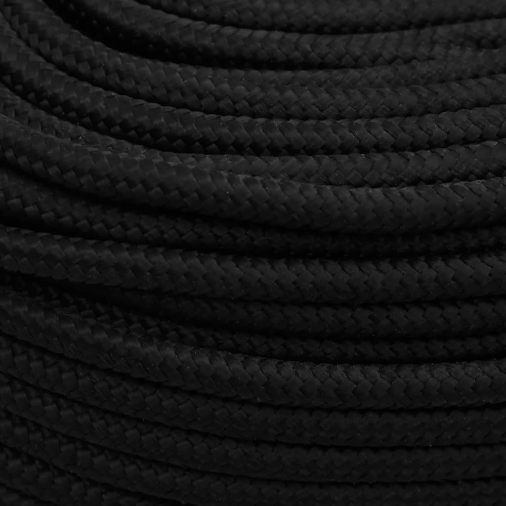 arbejdsreb 6 mm 50 m polyester sort