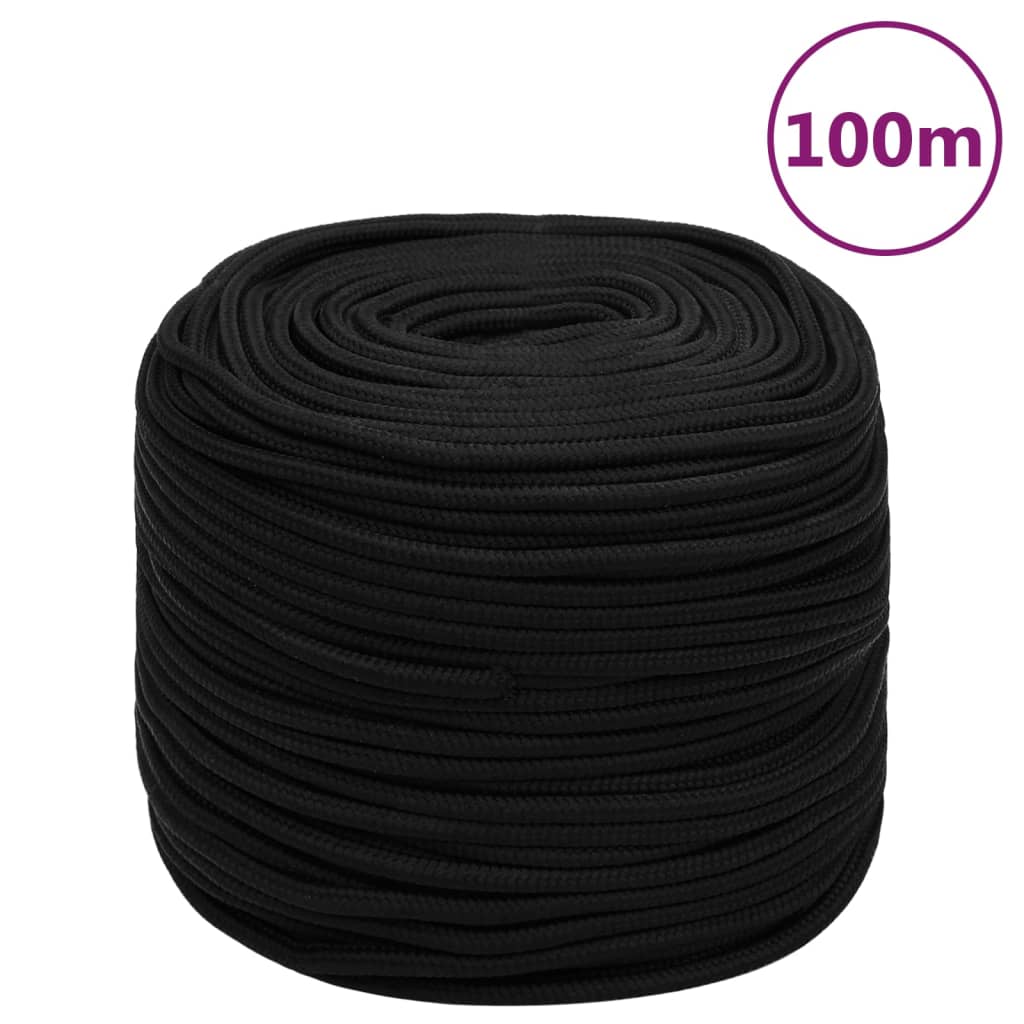 arbejdsreb 6 mm 100 m polyester sort billede