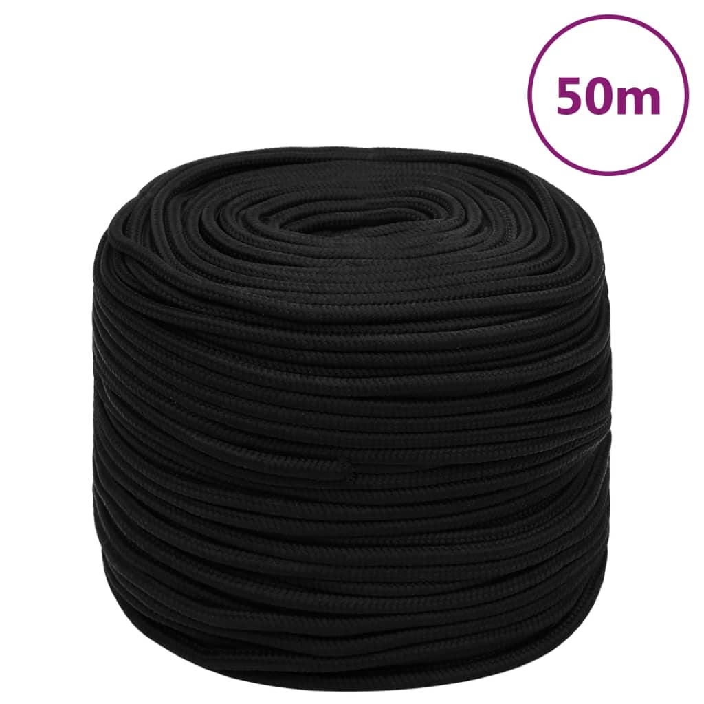 arbejdsreb 10 mm 50 m polyester sort billede