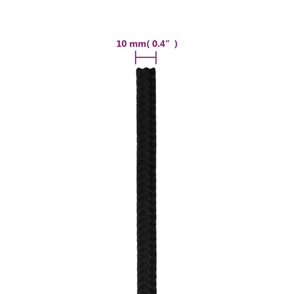 arbejdsreb 10 mm 50 m polyester sort