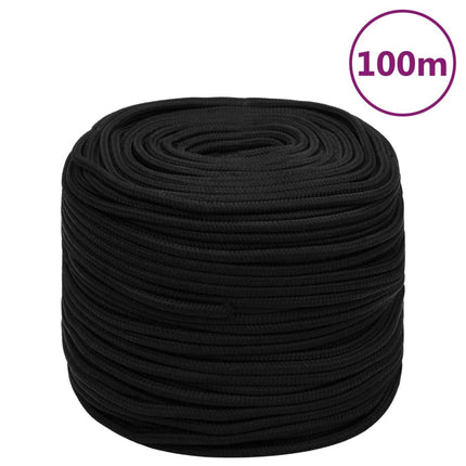 arbejdsreb 10 mm 100 m polyester sort