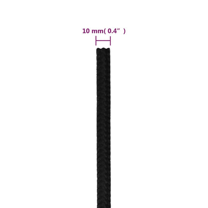 arbejdsreb 10 mm 250 m polyester sort
