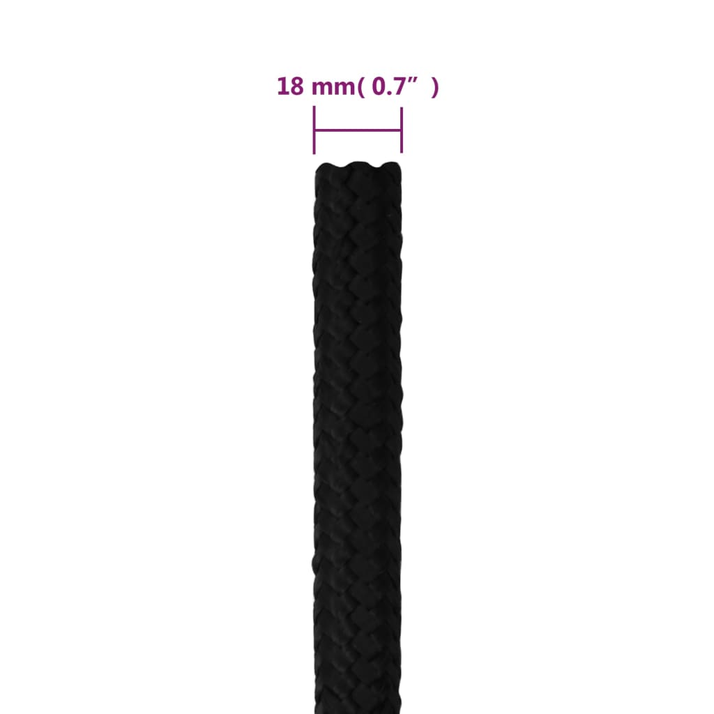 arbejdsreb 18 mm 50 m polyester sort
