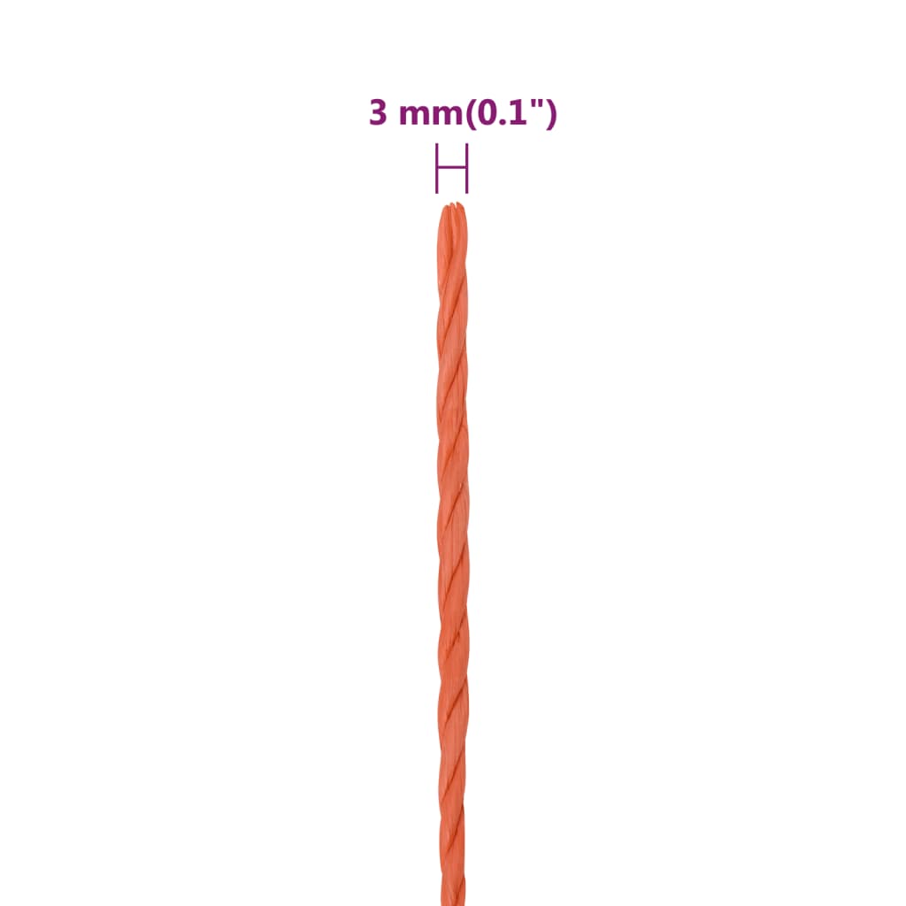 arbejdsreb 3 mm 10 m polypropylen orange