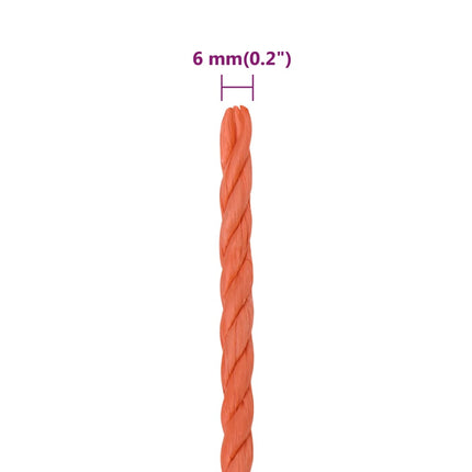 arbejdsreb 6 mm 100 m polypropylen orange
