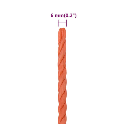 arbejdsreb 6 mm 250 m polypropylen orange