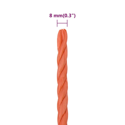 arbejdsreb 8 mm 25 m polypropylen orange