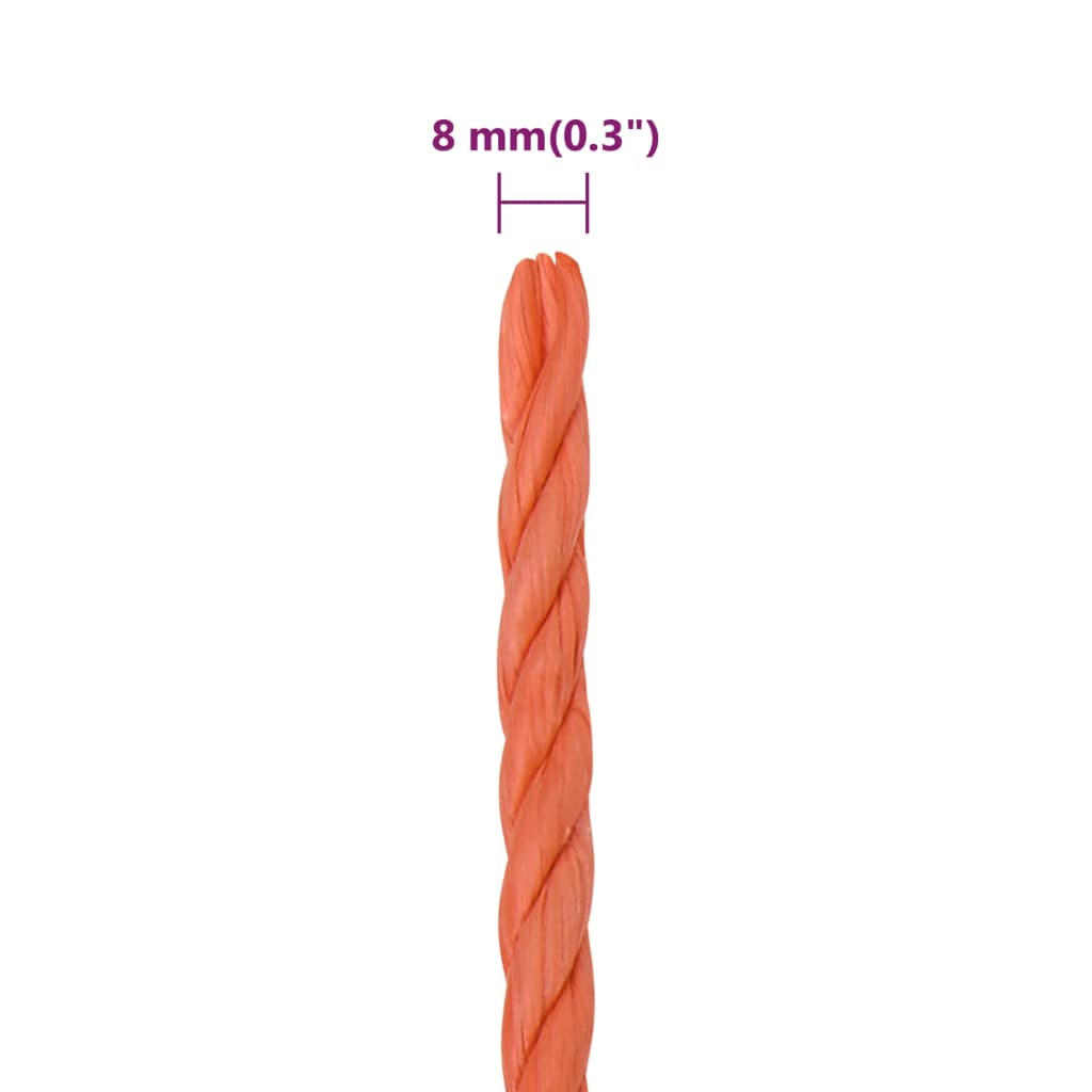 arbejdsreb 8 mm 50 m polypropylen orange