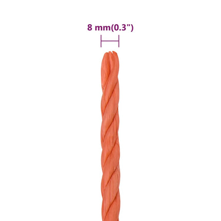 arbejdsreb 8 mm 250 m polypropylen orange