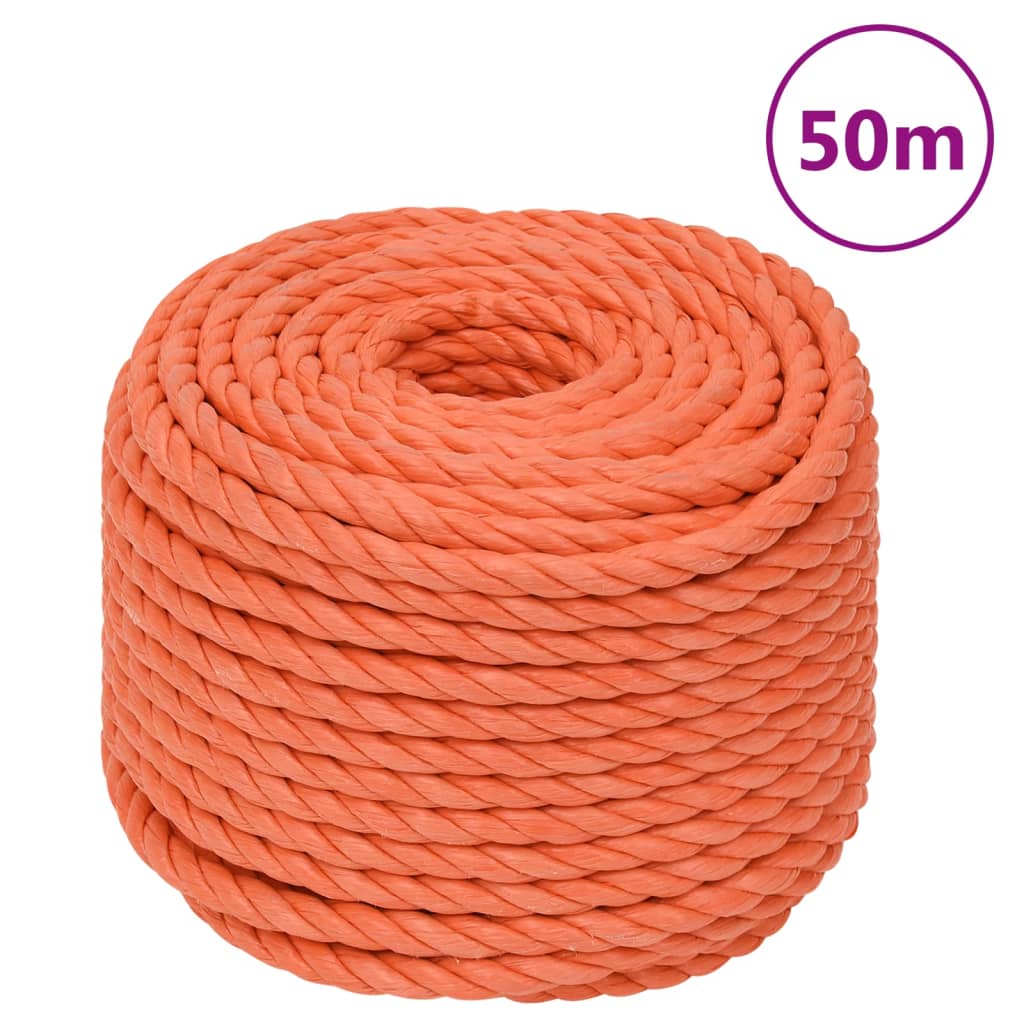 arbejdsreb 16 mm 50 m polypropylen orange billede