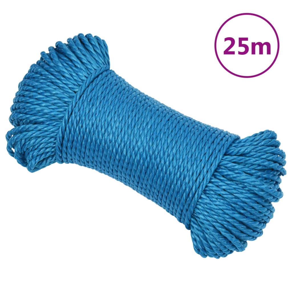 arbejdsreb 6 mm 25 m polypropylen blå