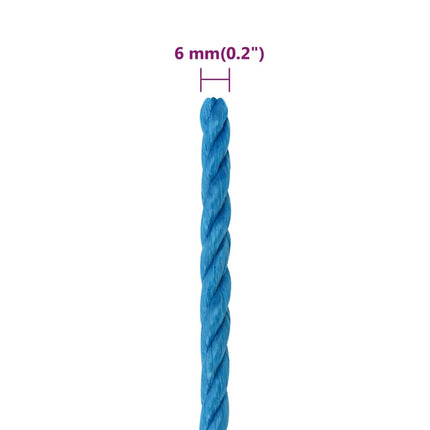 arbejdsreb 6 mm 250 m polypropylen blå