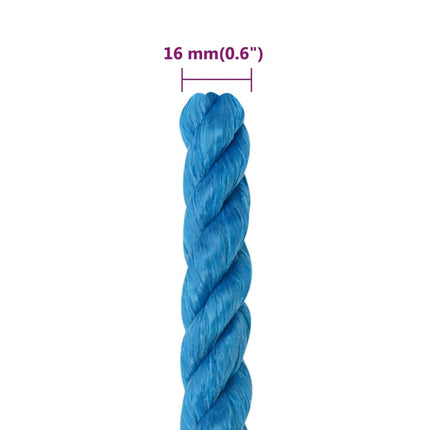 arbejdsreb 16 mm 50 m polypropylen blå