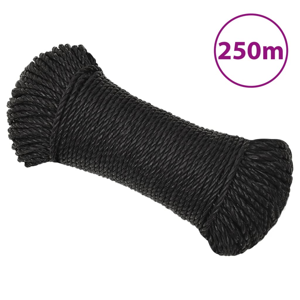 Arbejdsreb 3 Mm 250 M Polypropylen Sort - Vidaxl