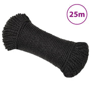 arbejdsreb 6 mm 25 m polypropylen sort