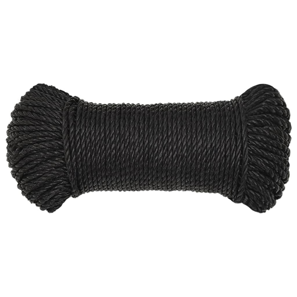 arbejdsreb 6 mm 50 m polypropylen sort