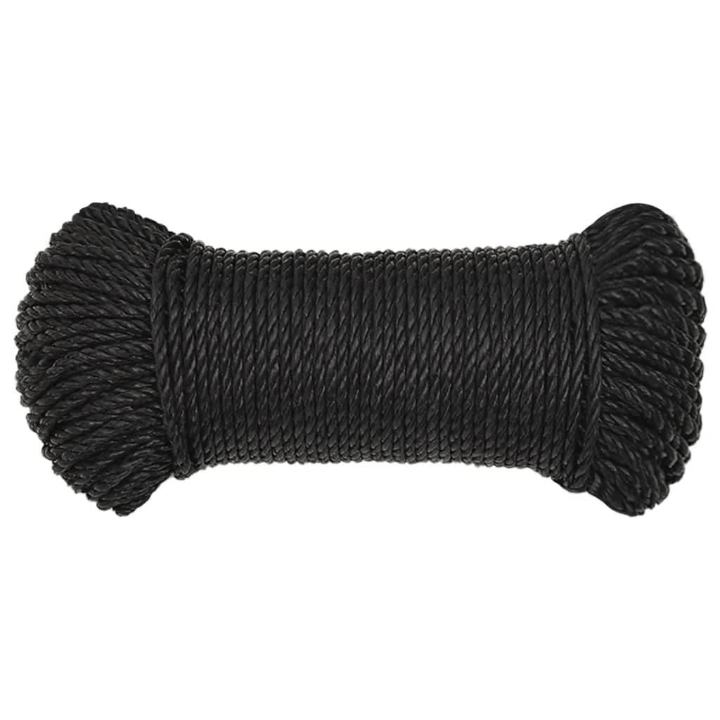 arbejdsreb 8 mm 50 m polypropylen sort