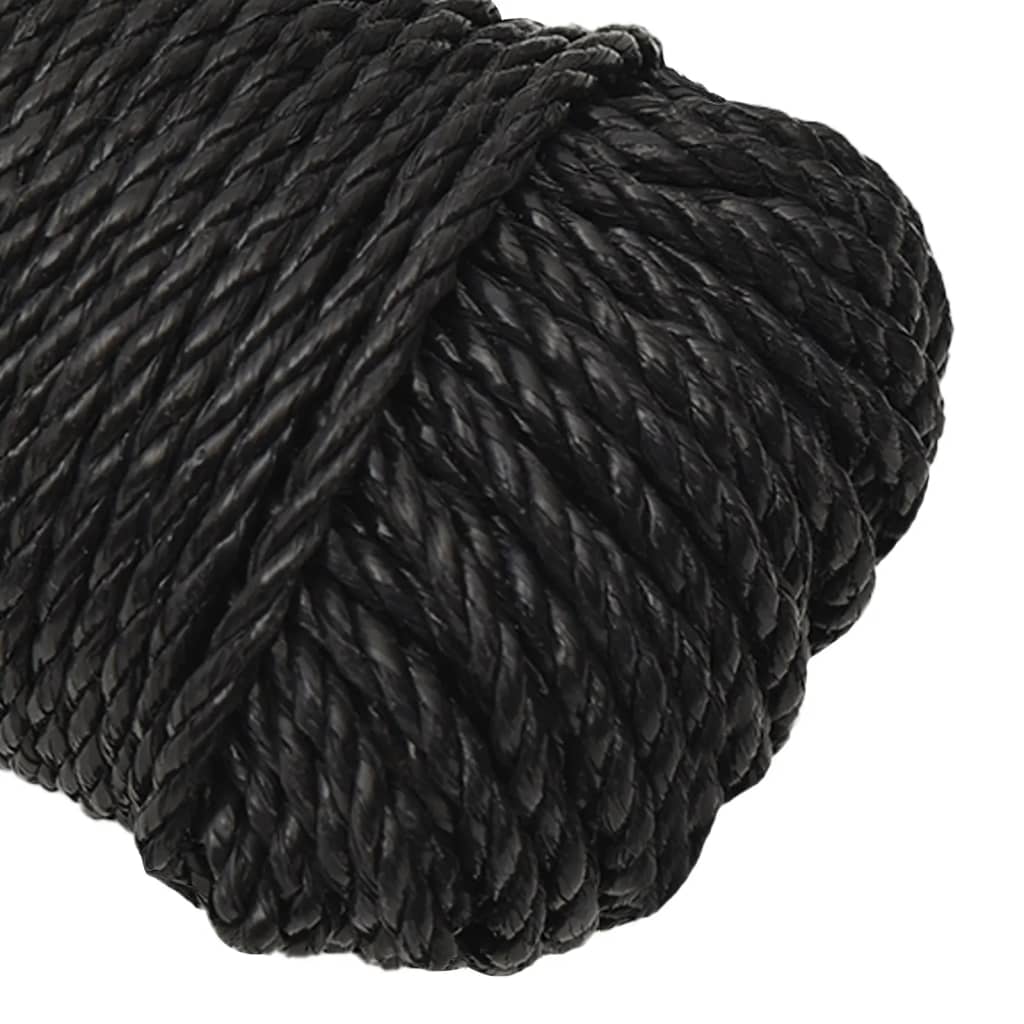 arbejdsreb 8 mm 50 m polypropylen sort