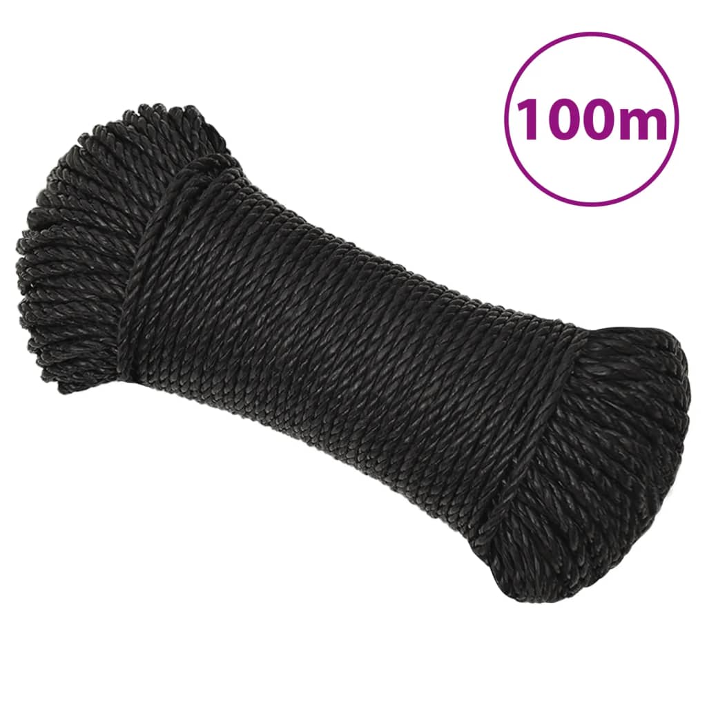 arbejdsreb 8 mm 100 m polypropylen sort